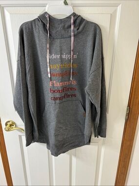 Maurices Gray Cowl Neck Sweatshirt with Fall Graphic